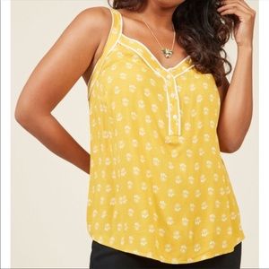 ModCloth yellow floral thin strap tank top size 2X